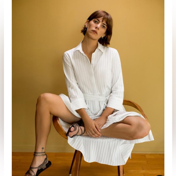 Zara Dresses & Skirts - Zara STRIPED SHIRT DRESS ZW COLLECTION $89.90 Size Large NWT
